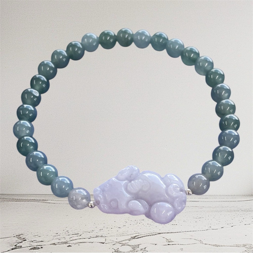 Elegant Blue Water Jade and Lavender Pixu Beaded Bracelet Diy
